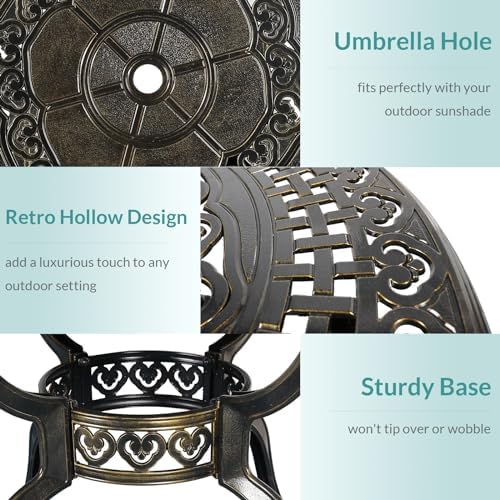 MEETWARM 5 Piece Patio Dining Set, Outdoor All-Weather Cast Aluminum Dining Table Set, Patio Furniture Set for Backyard Garden Deck, Include 4 Chairs, 4 Cushions and 1 Round Table, Ocean Blue - Image 2