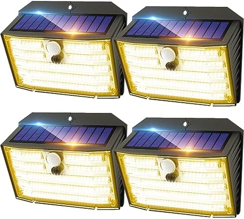CLAONER Solar Lights Outdoor [ /126 LED], Wireless Motion Sensor Lights, IP65 Waterproof Security Lights 3 Modes, 270° Lighting Angle, Ultra-Bright Wall Lights for Deck Patio Fence Garage by Claoner