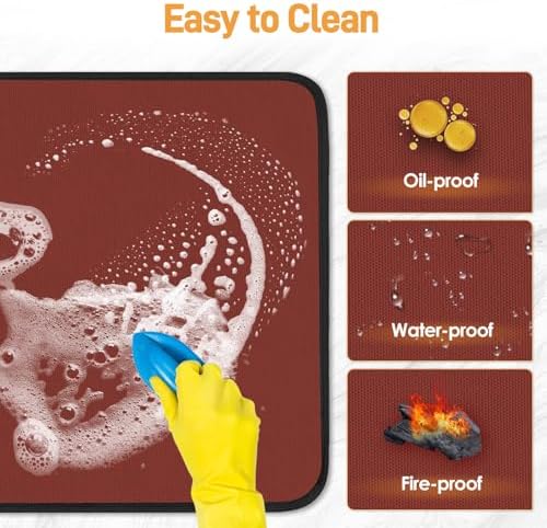 Heat Resistant Mats for Air Fryer on Countertop, 24 x 16in, Red - Image 4