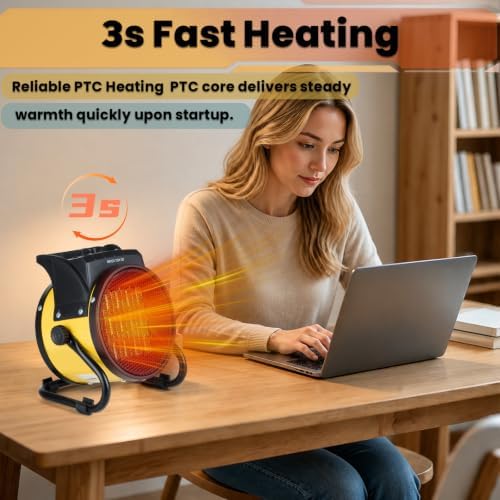 Outdoor Heaters for Patio, 1500W Electric Garage Heater, Yellow - Image 5