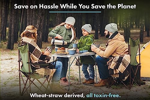 FOODLE Wheat Straw Dinnerware Set - RV, Camping Plates Cups and Bowls Set - Image 6