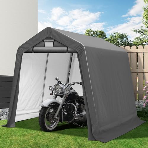 8x8Ft Ourdoor Storage Shed Shelter,Portable Shed Garage with Roll-up Zipper Door &Vent Window, Heavy Duty Storage Tent Carport for Bike,Motorcycle by Raysfung