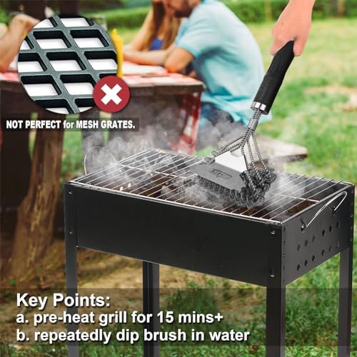 Grill Brush and Scraper Bristle Free – Safe BBQ Brush for Grill – 18'' Stainless Grill Grate Cleaner - Safe Grill Accessories for Porcelain/Weber Gas/Charcoal Grill – Gifts for Grill Wizard - Image 6