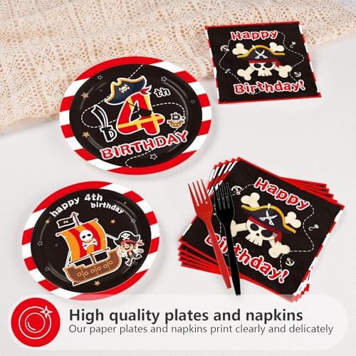 96Pcs Pirate 4th Birthday Party Decorations for Boys, Serve 24 - Image 4