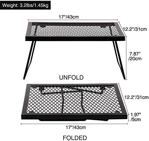 REDCAMP Folding Campfire Grill Heavy Duty Steel Grate, Portable Camp Fire Cooking Racks for Over Fire Pit - Image 2