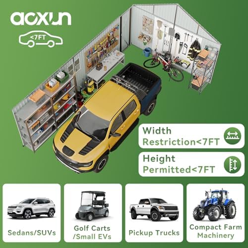 Aoxun 12'x20' Carport Shed Outdoor Metal Storage Sheds, Brown - Image 4