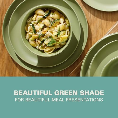 Gibson Home Fairhope 12-Piece Matte Green Melamine Dinnerware Set – Durable Lightweight Plates and Bowls, Kitchen Dining Set - Image 5