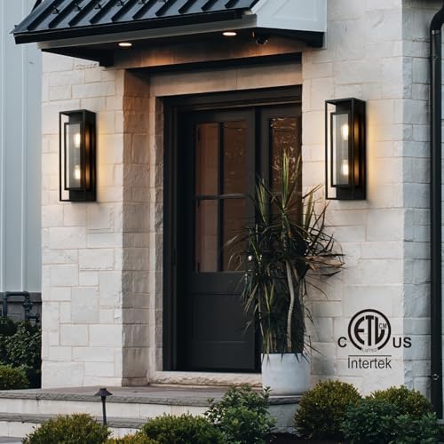 mirrea 24" Modern Outdoor Porch Wall Light, Matte Black, 2 Pack - Image 6