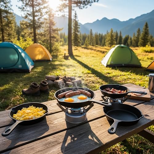 Hiceeden 4 Pack Small Cast Iron Skillet, 5-1/2 Inch Frying Pans with Double Drip-Spouts for Stove, Oven, Grill Safe, Indoor and Outdoor Use, Non-stick - Image 6
