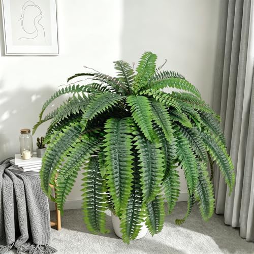 2pcs 45in Artificial Boston Fake Ferns Large, UV Resistant Artificial Plants Outdoor, 55 Blades Weatherproof Fake Plants Outdoor Indoor for Garden Porch Patio Home Decor - Image 7