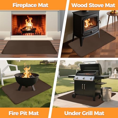 Fireproof Fireplace Rug for Home Protection, 2'8'' x 1'4'' x 0.04'', Brown - Image 7