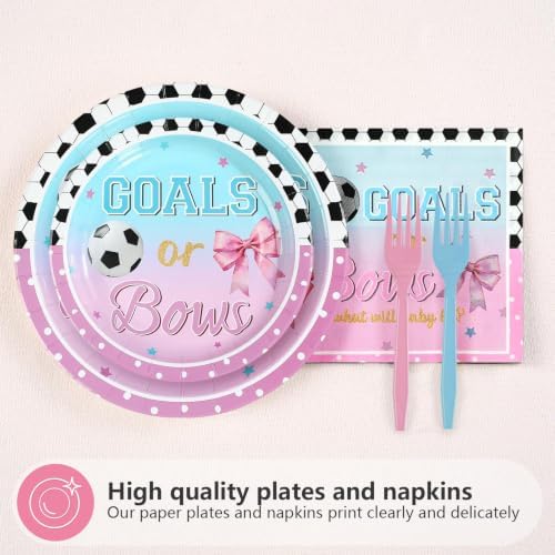 96Pcs Goals or Bows Gender Reveal Party Decorations, Serves 24 - Image 3