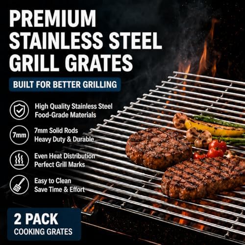 Uniflasy 17 Inches Cooking Grates for Home Depot Nexgrill 720-0830H 720-0830D 720-0783E 720-0783C for Nexgrill Replacement Parts 4/5 Burner Grill Grates Stainless Steel 2 Pack - Image 4