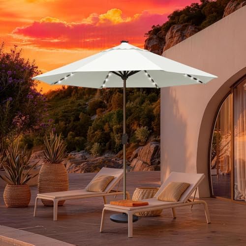 EliteShade USA 10-Year-Non-Fading 10ft Market Patio Umbrella, Commercial Grade Table Sun Umbrella with 80 Solar LED Lights, Crank Open, Windproof & UPF 50+ UV Protection for Garden, Deck, Pool, Backyard, No Tilt, White - Image 3