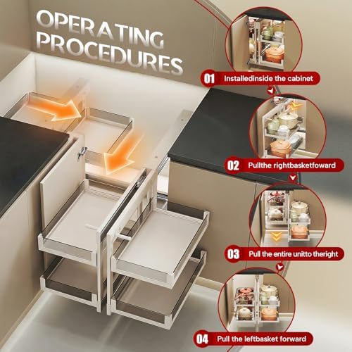 Blind Corner Cabinet Pull Out Organizer, 28" Cabinet, Soft Close - Image 4