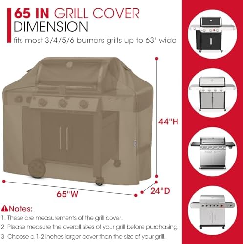 Unicook Grill Cover Heavy Duty Waterproof UV Proof, 65 Inch, Neutral Taupe - Image 2