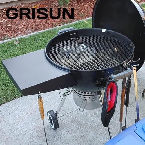 GRISUN 22 Inch Side Table Shelf for Weber Kettle Master Touch Charcoal - Image 4