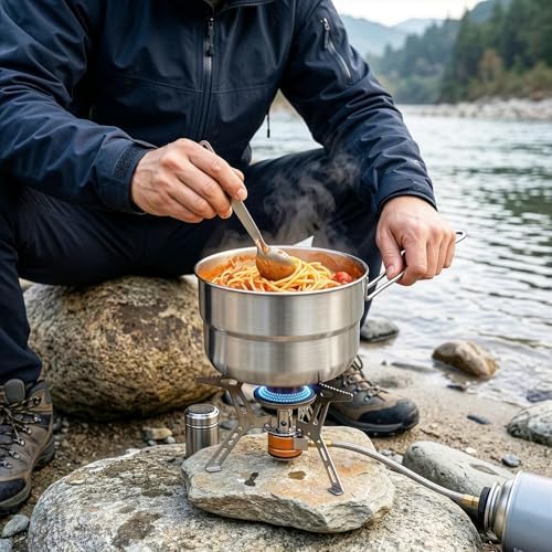 ZOOFOX 18/10 Stainless Steel Camping Pot, 1.5 Quart Food Grade Small Pot with Lid, Locking Handle and Storage Bag, Portable Lightweight Saucepan for Outdoor Cooking, Backpacking, Hiking and Picnic - Image 7