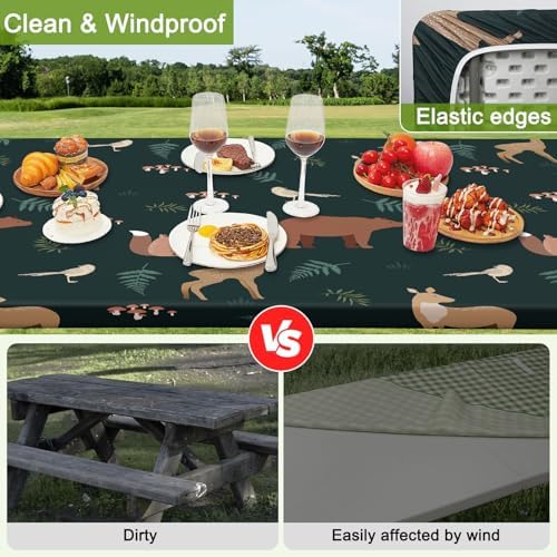 Picnic Table and Bench Cover Set, Waterproof Fitted Elastic Cloth - Image 5