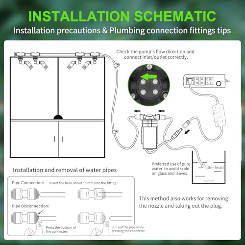 Reptile Misting System with Timer, 6 Nozzles, Self-Priming Pump, Fine Mist - Image 6