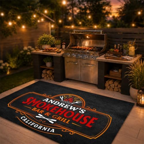 Custom XL Under The Grill Mat, Personalized Name BBQ Floor Mat (D1) - Image 3