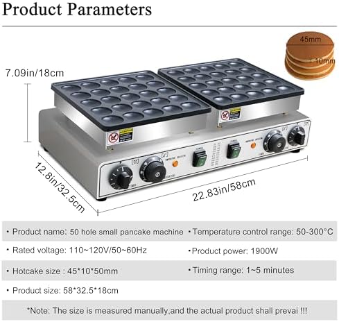 Commercial 1900W 50PCS Mini Dutch Pancake Maker Dual-Zone Heating - Image 2