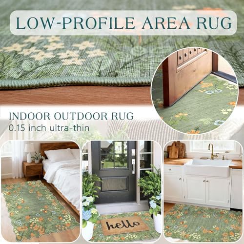 Floral Outdoor Rug, 28"x43" Front Door Mat Indoor Outside Entrance - Image 4
