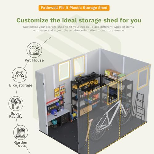 Patiowell 6X8 FT Resin Outdoor Storage Shed with Floor, Light Gray - Image 7