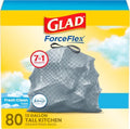 Glad Trash Bags, ForceFlex Tall Garbage Bags, 13 Gallon Grey Trash Bags for Tall Kitchen Trash Can, Fresh Clean with Febreze Freshness to Eliminate Odors, 80 Count (Packaging May Vary) by GladTrashFoodStorage