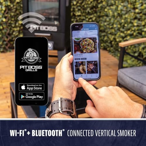 Pit Boss 4-Series WiFi & Bluetooth Digital Vertical Smoker with LCD Digital Controller and Wood Chip Tray, 1,320-Sq. In. 6-Rack Cooking Space, 100°F to 300°F Temperature Range, Meat Probe, Black - Image 4