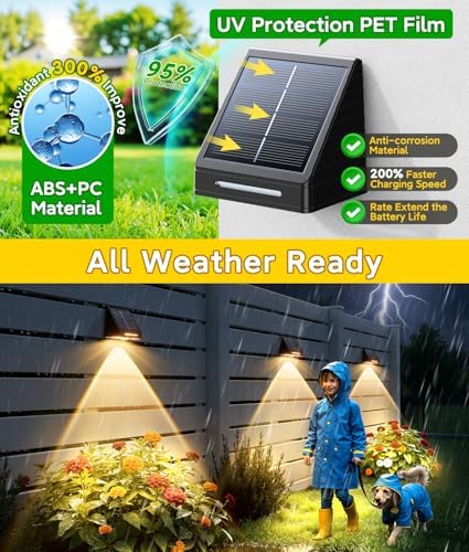 KOOPER Solar Fence Lights Outdoor Waterproof 2 Pack, Solar Fence Lights with Ultra-Bright LED Lens, 10 Modes & 9 Colors Outdoor Solar Lights for Fence, Backyard, Railing, Patio, Wall, Step, Deck - Image 6
