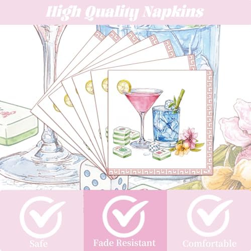 Mahjong Party Tableware Decorations, 96PCS Mahjong Disposable Paper Plates and Napkins Birthday Decoration, In My Mah jong Era Forks Decor Supplies, Serve 24 - Image 3
