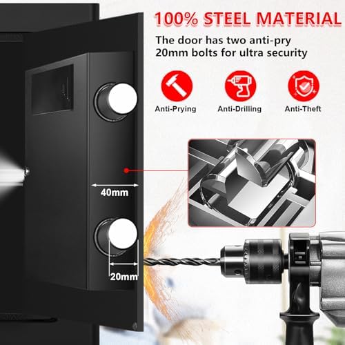 Small Safe for Home Use, Digital Security Safe Box with Combination Lock, Removable Shelf and Spare Keys, Anti-theft Steel Document Safes for Valuable, Money, 12.2" W x 7.87" D x 7.87" H - Image 4
