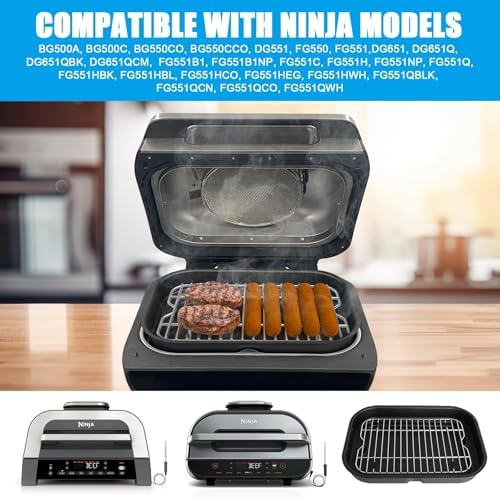Outspark Grill Roast Rack and Cooking Pot for Ninja Foodi FG551/DG551 Smart XL Indoor Grill Accessories, Air Fryer Rack & Non-Stick Griddle Pan for Ninja Foodi DG651 - Image 7