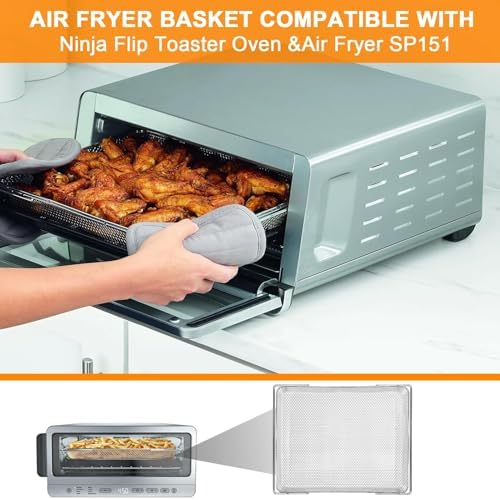 Air fryer Replacement Parts for Ninja Flip Toaster Oven & Air Fryer SP151, 13.4''× 10.6'' Food Grade Stainless Steel Air Fryer Accessories Basket Grill Rack, Dishwasher Safe - Image 3
