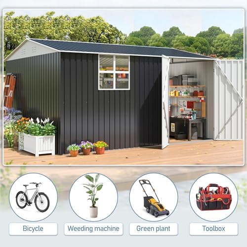 AirWire 12x10 FT Outdoor Metal Storage Shed with Window - Image 3