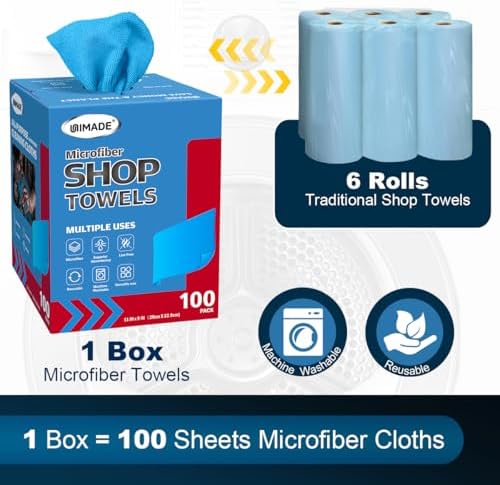 UNIMADE Shop Rags, 100 Sheets Microfiber Cleaning Cloth - Image 2