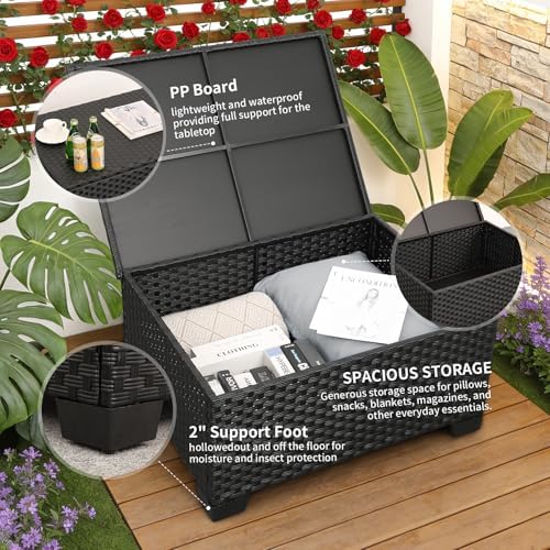 Rattaner Patio Furniture Sets 7 Pieces Outdoor Furniture Sectional Patio Couches Set with Storage Table Light Grey Cushions - Image 5