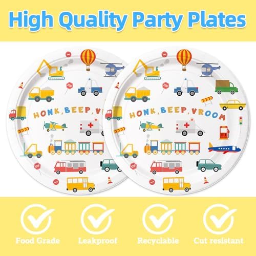 40pcs Engineering Vehicle Birthday Party Supplies Truck Birthday Plates Napkins for Kid Boys 2th Birthday Transportation Party Decoration Supplies,Suitable for 20 Guests - Image 3