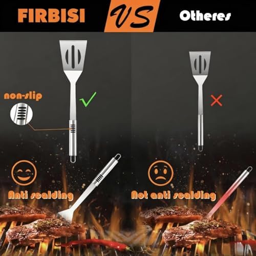 BBQ Grill Tool Set BBQ Grilling Accessories Set 8PC Barbecue Grill Tools Utensils Set for Outdoor with Spatula, Fork, Knife, Brush, Tongs, Seasoning Bottle Grilling Gifts for Men Dad - Image 5