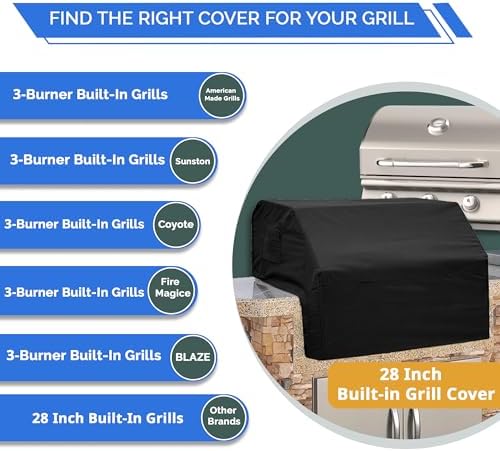 Covers & All Built-in Grill Cover for Outdoor Grill – Heavy Duty 12 oz Waterproof Built-in BBQ Grill Cover, PVC-Coated Polyester with Elastic Hem for Snug Fit (42 x 28 x 14 inches, Black) - Image 3