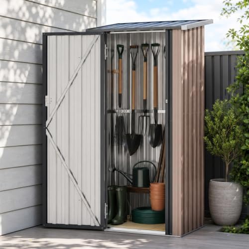 Aoxun 3x2 FT Outdoor Storage Shed, Shed with Sloping Roof, Brown - Image 3