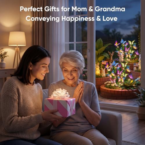 Solar Lights Outdoor Garden Decor: 2 Pack Colorful LEDs Butterfly Lights - Image 3