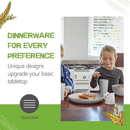 Teivio 32-Piece Plates and Bowls Sets for 8, Light Gray Dinnerware Sets - Image 3