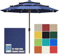 EliteShade USA 10-Year-Non-Fading 10ft 3-Tier Market Patio Umbrella, Commercial Table Umbrella with 80 Solar LED Lights, Crank Open, Windproof & UPF 50+ UV Protection for Garden, Deck, Pool, Backyard, No Tilt, Navy Blue by EliteShade