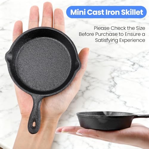4 Pack Mini Cast Iron Skillets with Handle, 4 Inch Black - Image 3