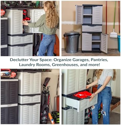 Sunnydaze 57" Garage Storage Cabinet with Doors & Shelves, Gray - Image 6