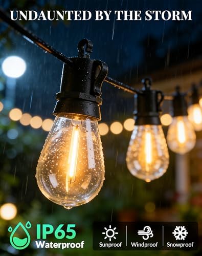 Outdoor String Lights Patio Light - 65Ft Outside Waterproof Dimmable Bulbs - Image 3