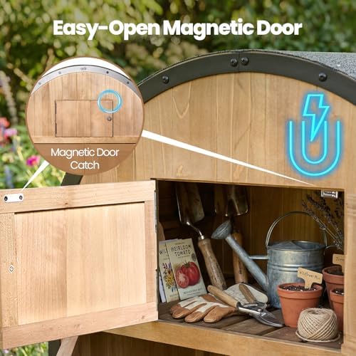 NORTHSKY Outdoor Storage Shed, Waterproof Garden Tool Cabinet with Domed Roof & Double Doors, Lockable 5-Storage Organizer for Patio Lawn Backyard - Solid Wood & Metal Frame - Image 5