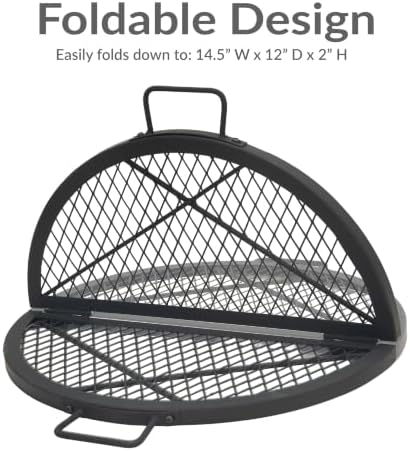 Sunnydaze Round Folding Camping Grill Grate - Portable Foldable Campfire Cooking Grate for Fire Pit - Heavy-Duty Black Steel with Handles for Outdoor Backyard BBQ - 24" Diameter - Image 5